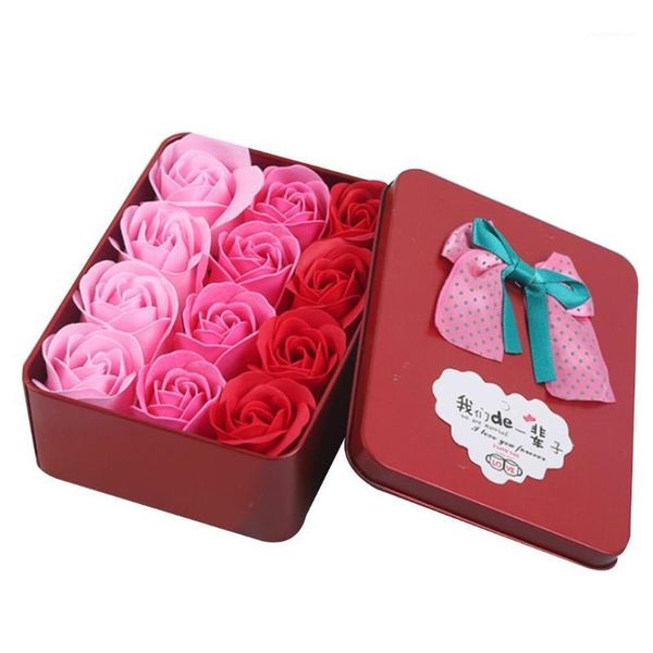 

decorative flowers & wreaths artificial 12 pcs/box rose soap flower with mental boxes fake valentine's day romantic gift modern home de