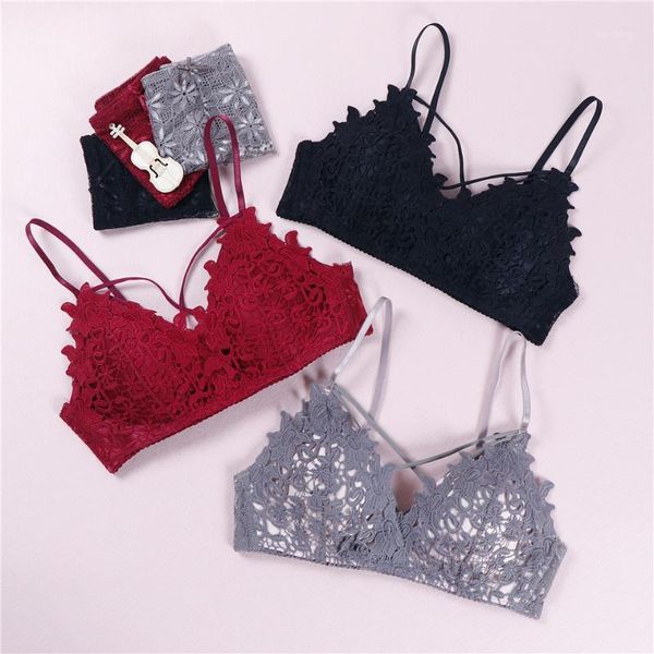 

new young woman lingerie set lace gather adjustable floral bra sets a b cup size 70-851, Red;black