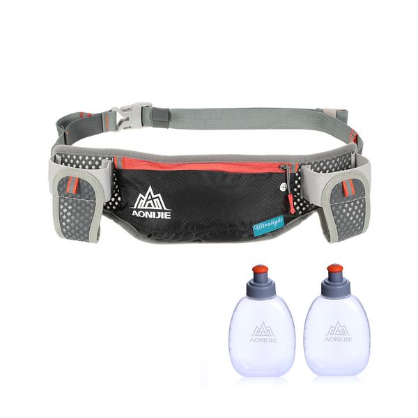 

aonijie running hydration waist pack with two water 170ml bag belt bottle phone holder waterproof jogging