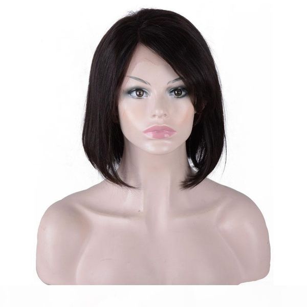 

short pixie lace wigs lace front short bob human hair around baby hair pre plucked natural hairline full end straight wigs, Black;brown