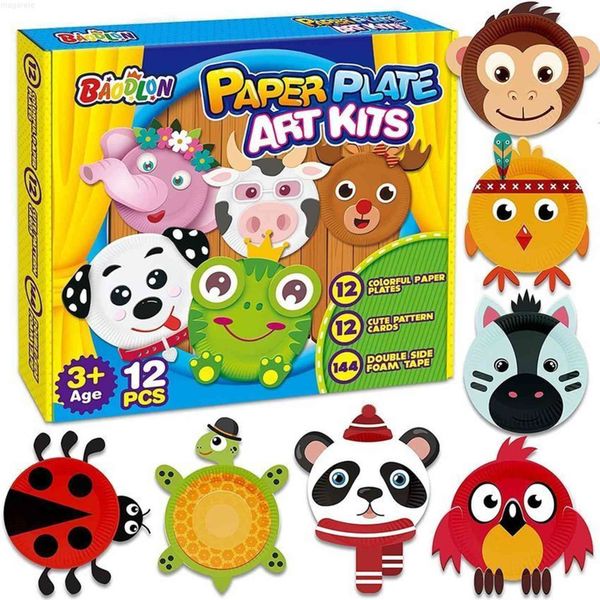 

children's art and craft gifts - 12 cardboard kit for 3, 4 5-year-old boys girls, diy animal suppli, children's prchoolr8yhq0gh