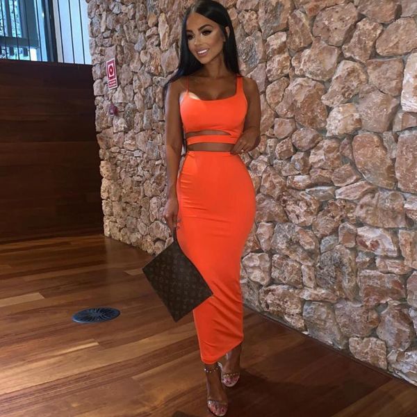 

autumn club party night skirts 2two pieces sets women neon bodycon midi skirts hollow camis summer office lady suit mujer1, White