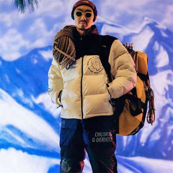 

new arrival men's down jacket men and women same style letter brain printing fashion novelty thickened short jacket special trend size, Black