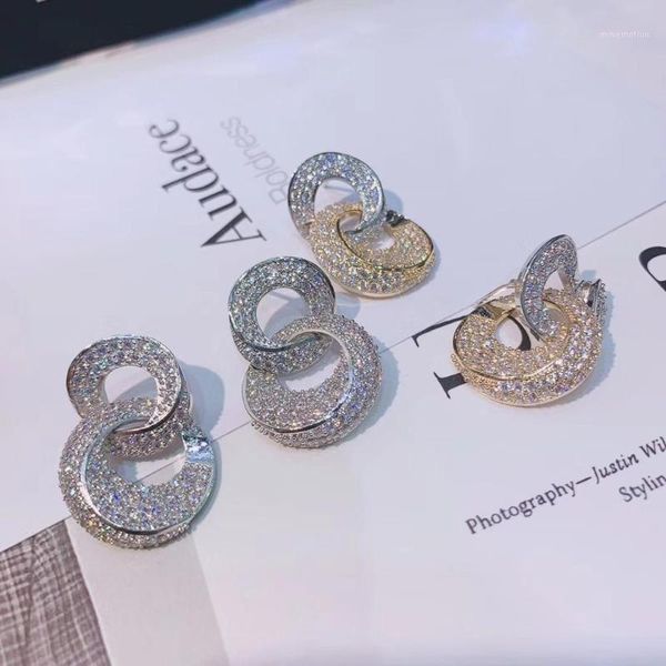 

yanmei cublic zircon oval stud earrings for ladies hollow mirco cute earring jewelry accessories yme16081, Golden;silver