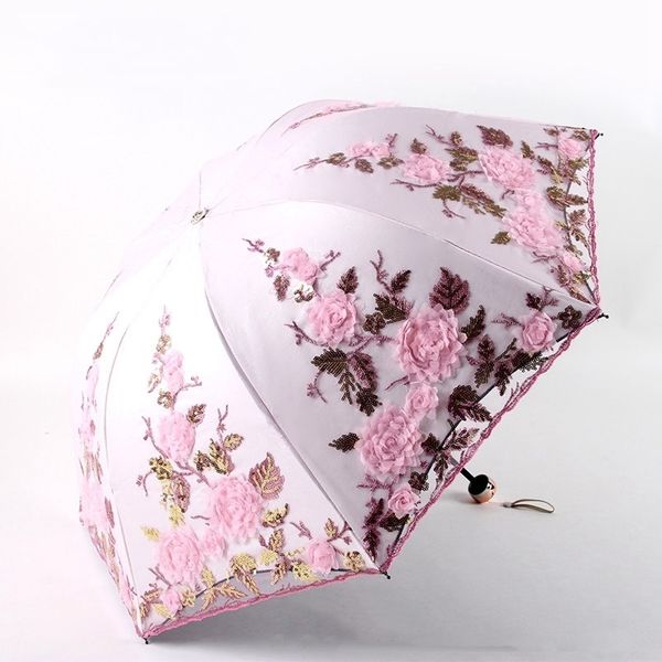 Folding flor guarda-chuva chuva mulheres três dobráveis ​​guarda-chuva personalizado chuva feminina ferramentas exclusivas guarda-chuva de parasol 201112