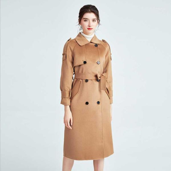 

female cashmere wool coat women long autumn woolen jacket ladies wool coats winter warm jackets for women overcoat outwears1, Tan;black