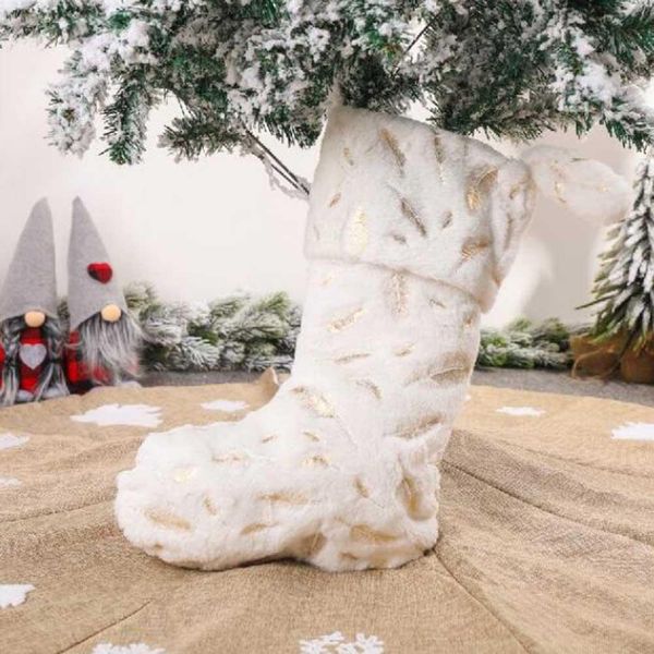 

white plush hanging christmas stocking gift bag home party decoration ornament holiday decorations nice christmas bbycpc tore2010