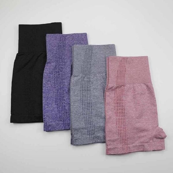 

нового стиль высокой талии бесшовных леггинсов тренажерного зал шорты фитнес йога короткого хруст спортивных йог краткости спандекса розовые