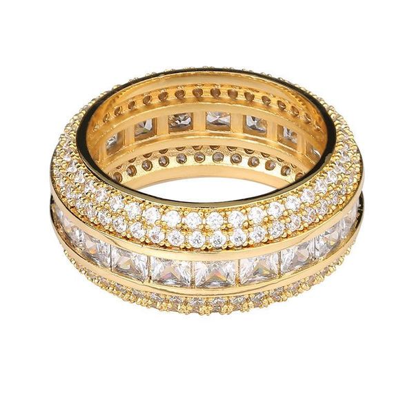 

new fashion 18k gold & white gold blingbling cz cubic zirconia full set finger band ring luxury hip hop diamond jewelry ring for men & wmtzt, Silver