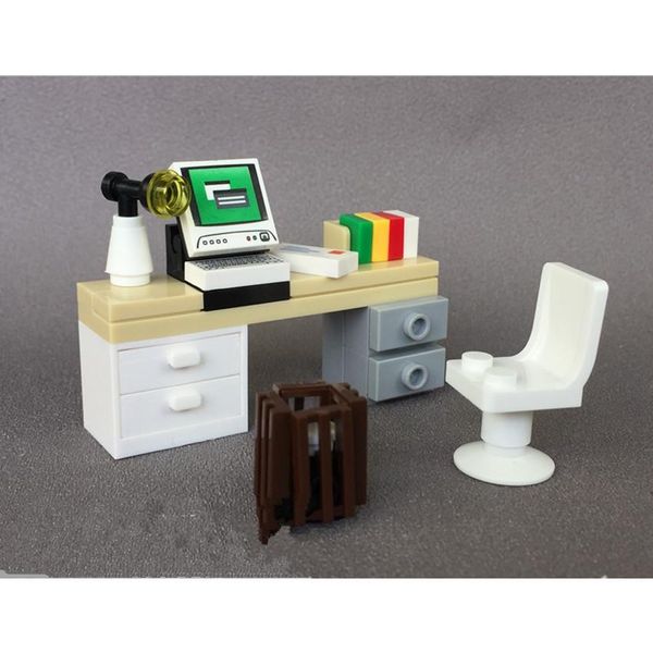 

single city accessories moc bricks diy desk table for office computer book building blocks furniture toys for children yxlgnv xhlove