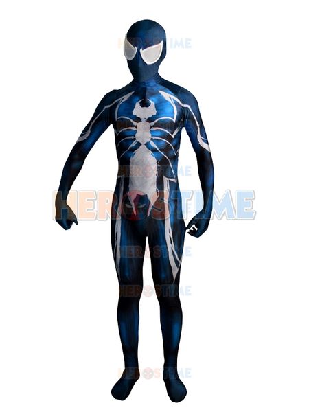 

custom made spiderman costume 2018 printing blue white spiderman costume symbiote cosplay spiderman costume, Black;red