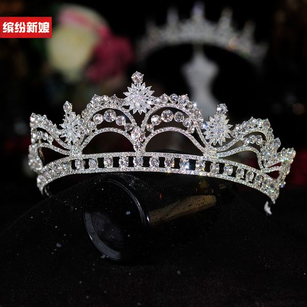 

2021 new palace princess crystal bride wedding party dress crown hair ornament, Silver