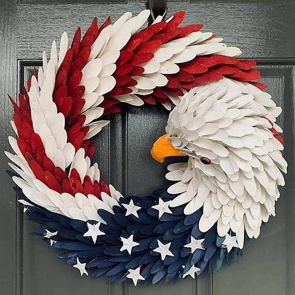 

diy eagle garland for front door decoration american eagle wreath patriotic wreath
