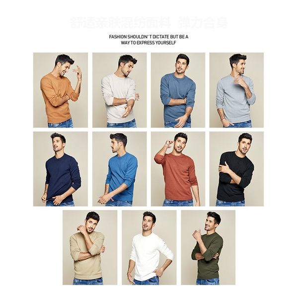 

kuegou autumn white black plain sweater men pullover casual slim jumper for male wear brand knitted plus size clothing 8922 201203