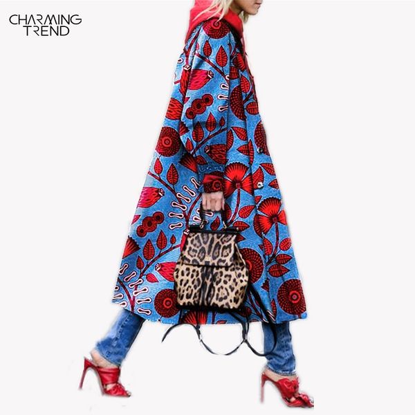 

women's coat chic ethnic printed flower ladies long coat winter lapel cotton jacket vintage fashion female outwear jacket 201112, Black