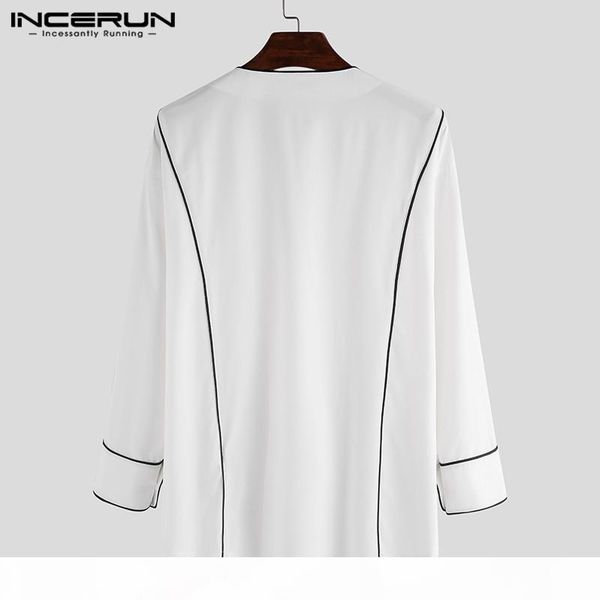 

incerun fashion men casual shirt high street v neck korean style long sleeve 2020 brand blouse color-block loose camisa s-5xl, White;black