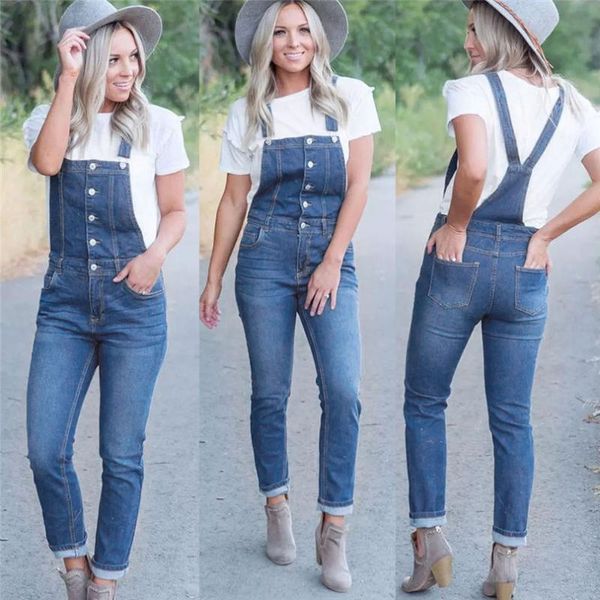 

women's jeans fashion women casual denim bib slim pants overalls straps demin trousers jumpsuit pocket pencil #4f25, Blue