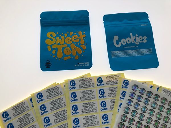 

cookies sweet tea blue flower zipper packaging 3.5-7g childproof edibles pouch retail packaging bags sqccdm homes2007, Pink;blue