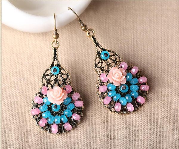 

2020 the new chinese classic style national style cheongsam earrings coloured glaze earrings drop long and sweet temperament accessories 206, Silver