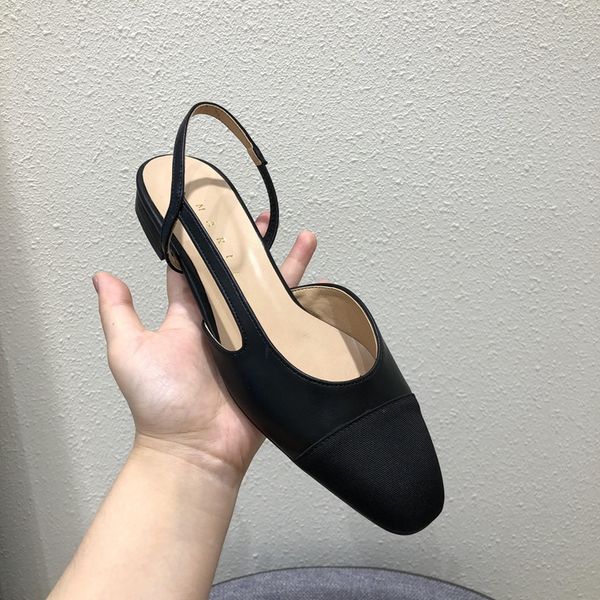 

flat heeled buns sandal gold fragrance wind leathe flat luxury leather slip on platform shoes espadrilles sandals canvas popular lambskin cl, Black