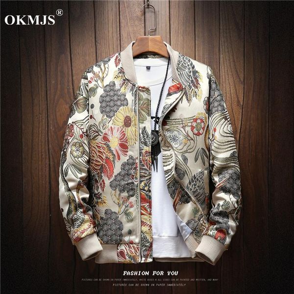 

japanese embroidery men jacket coat man hip hop streetwear men jacket coat bomber clothes mens jackets and coats 2020, Black;brown