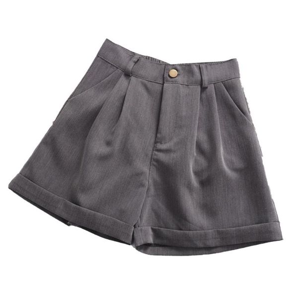 

women's shorts missky summer solid color high waist casual curls wide leg suit female trousers, White;black