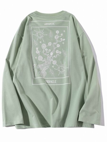 

men floral and letter graphic long sleeve tee e8fg#, White;black