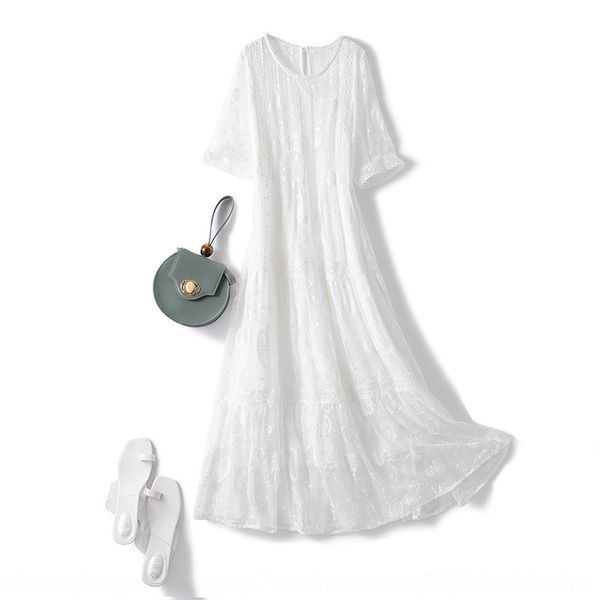 

g1nuh vermeena стройных летом нового женских платья вышитого стиля длины тяжелой промышленности вышивка шелковица платье средней +2020 шелка, Black;gray