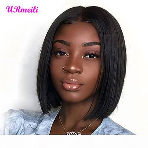 

short full lace human hair bob wigs with baby hair 8 to 16 inch glueless brazilian remy ombre human hair wig bleached knots, Black;brown