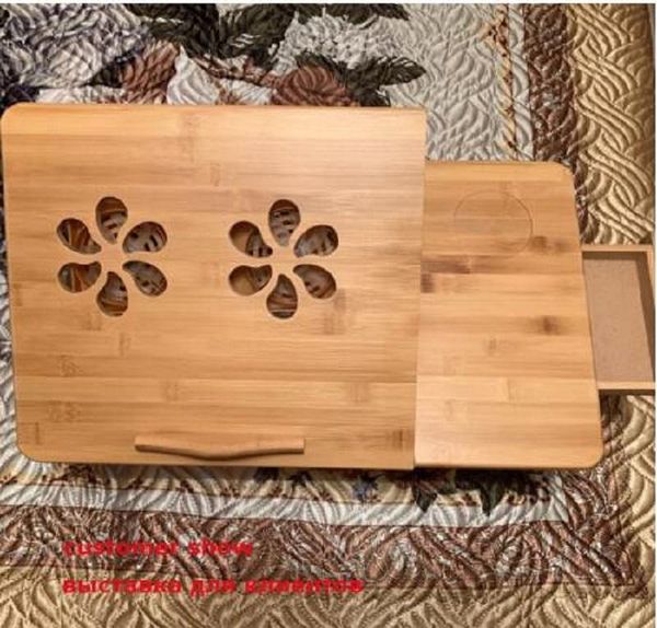 

portable folding bamboo laptable sofa bed office lapstand desk with fan bed table for comput jllnjv xmh_home