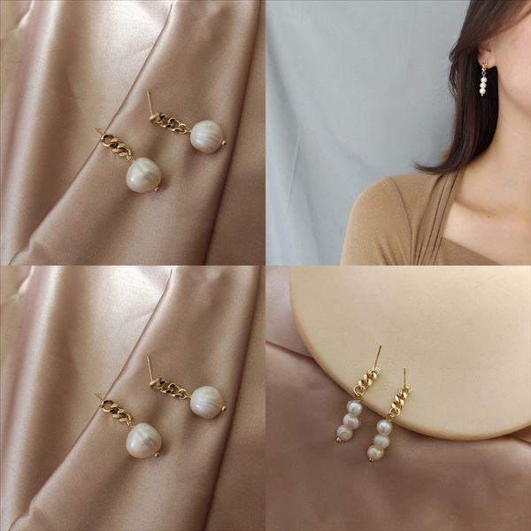

iji simple cool female high pearl green sqre crystal earring ear nail wind temperament fashion korean joker imitation sense of, Golden
