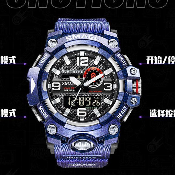 

new smael fashion ditigal watch outdoor sports multifunction student youth mens watch blue plastic watches 5 style a03c3, Slivery;brown