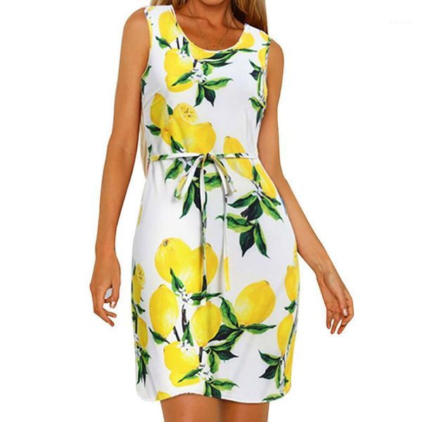 

women sleeveless dress fashion tank casual floral printed lace up party slim fit short o neck summer beach with waist strap1, Black;gray