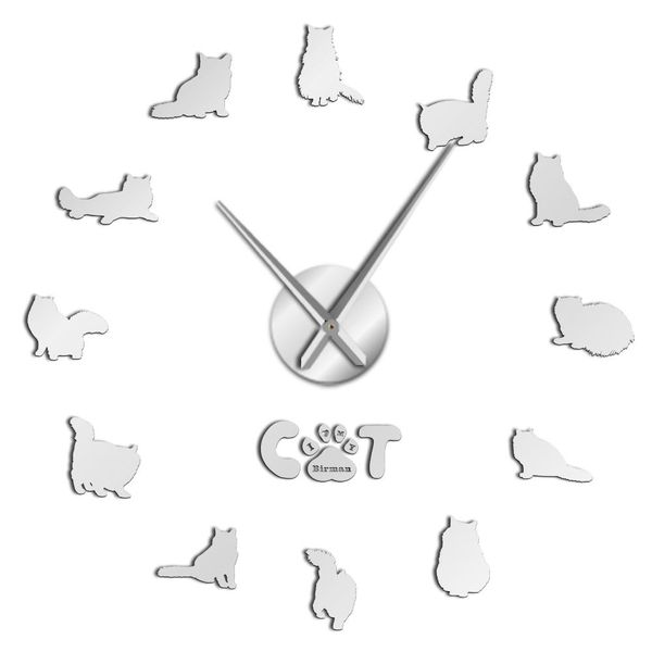 

sacred cat of burma modern large wall clock sacred birman cat diy number stickers wall art decor frameless hanging wall watch bbyuva