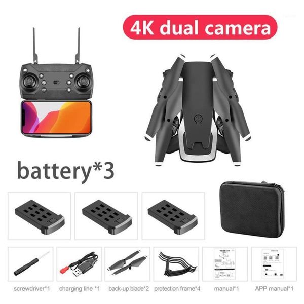 

drones kk6 foldable rc drone headless mode altitude hold helicopter one button return mini toy gift for kids with 3*battery1