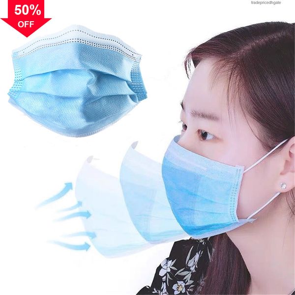 

masks cbfbe fedex mask with shiping or 2020 blue 3ply disposable face valve non-woven elastic earloop dustproof adj