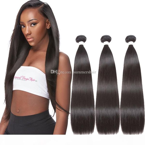 

remy brazilian straight hair bundles natural human hair weft 8 - 20 inch unprocessed brazilian hair weave bundle for american women, Black