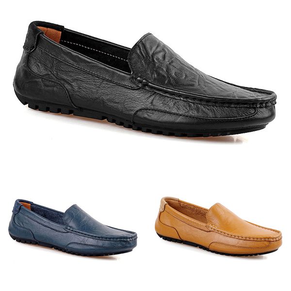 

discount non-brand men peas shoes leather casual fashion breathable blue black brown lazy overshoes mens shoes 38-44