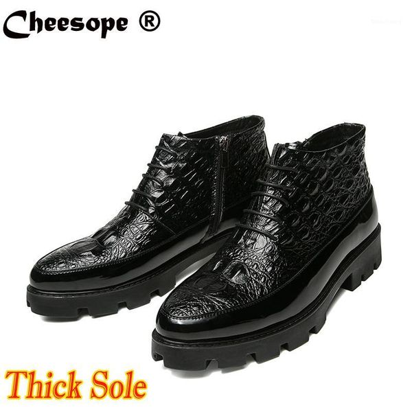 

thick bottom increased boots mens british short high boots mens snow cotton shoes men1, Black