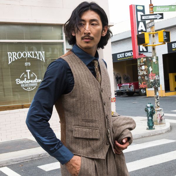 

soarin british striped suit waistcoat men's woolen business casual slim fit small vest stitching