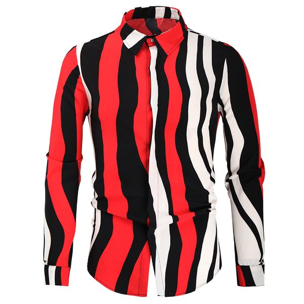 

british color matching casual young men's long sleeve shirt, White;black