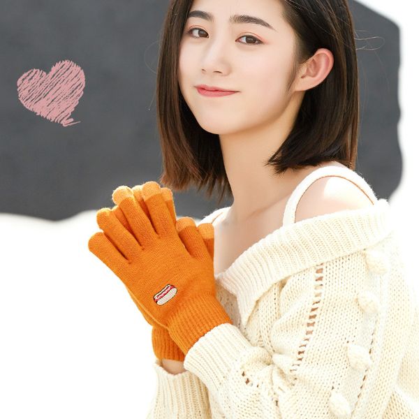 

new fahion cotton cycling non-slip breathable ladies solid winter autumn warm protection driving gloves, Blue;gray