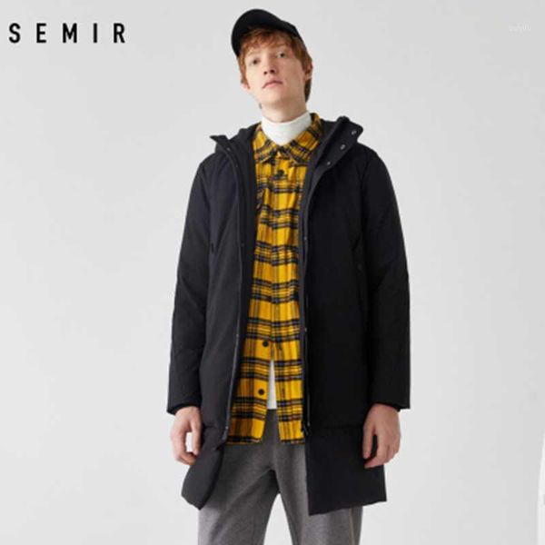 

semir long thicken men down jacket 80% duck young winter windbreak men new hooded warm winter jacket normal comfort coat1, Black