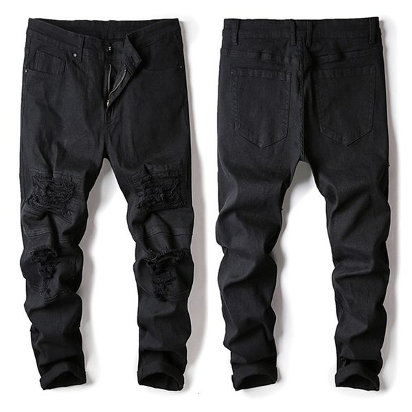 

new style 2021 of ripped black korean jeans thin denim male fashion pencil pants 8pkx, Blue