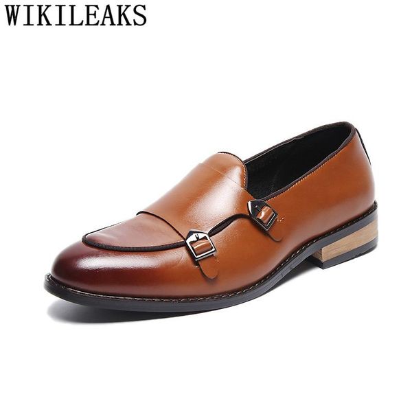 

double monk strap shoes formal leather shoes for men italian business men zapatos oxford hombre sapatos masculino social, Black