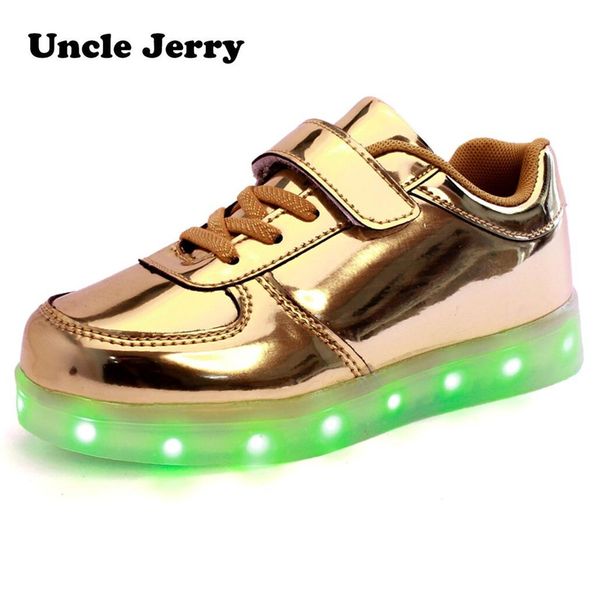 

unclejerry led shoes for child usb chargering light up shoes for boys girls glowing christmas sneakers 1007, Black;red