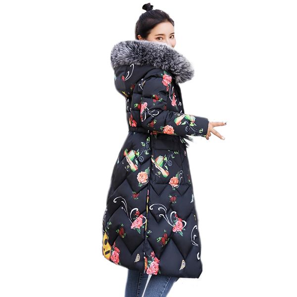 

both sides can be worn 2019 long down jacket for women large size female new hooded fur collar long down coat plus, Black