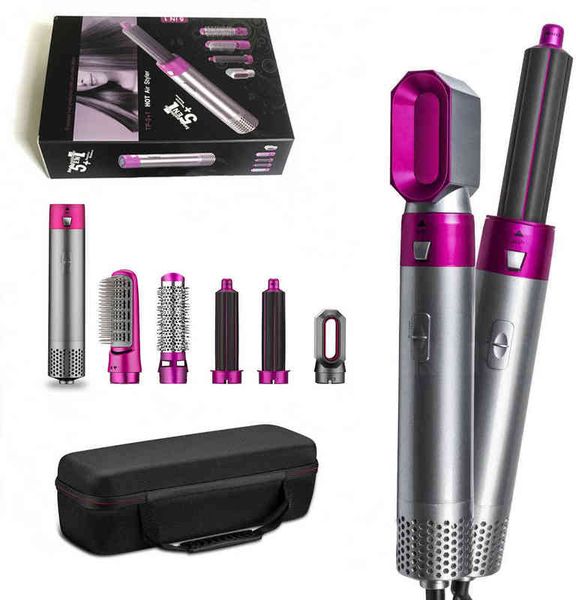 

hair dryer 5 in 1 electric comb negative ion straightener brush blow air wrap curling wand detachable kit home 211230