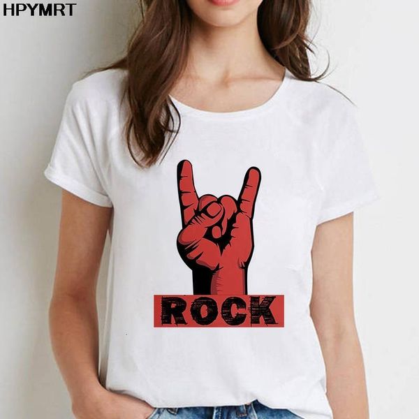 

rock gesture напечатанные женщины футболка повседневная мода футболка harajuku женский с коротким рукавом футболка летняя одежда веселая гра, White