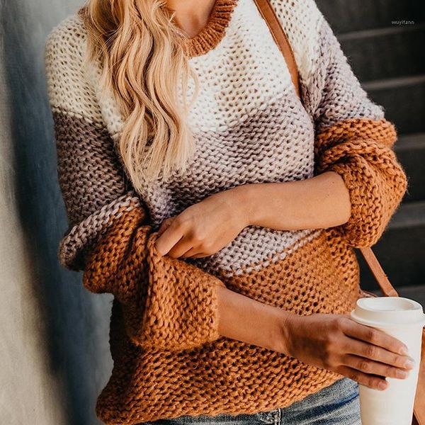 

ladies fashion 2019 autumn winter women sweater o-neck long sleeve contrast color knitting sweaters casual loose pullovers 1, White;black